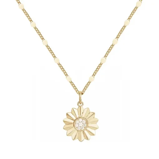 Collier femme fleur EDORA PLAQUE OR et oxydes