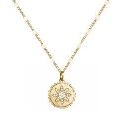 Collier femme fleur EDORA PLAQUE OR et oxydes