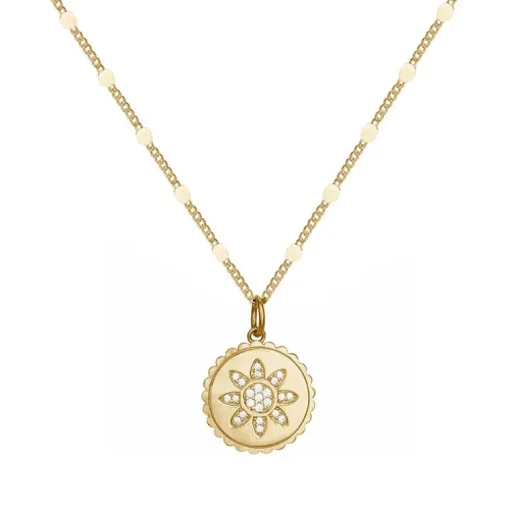 Collier femme fleur EDORA PLAQUE OR et oxydes