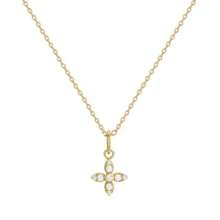 Collier Femme Fleur PLAQUE OR Jaune et Oxydes