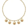 Collier Femme Fleurs PLAQUE OR Jaune et Laque