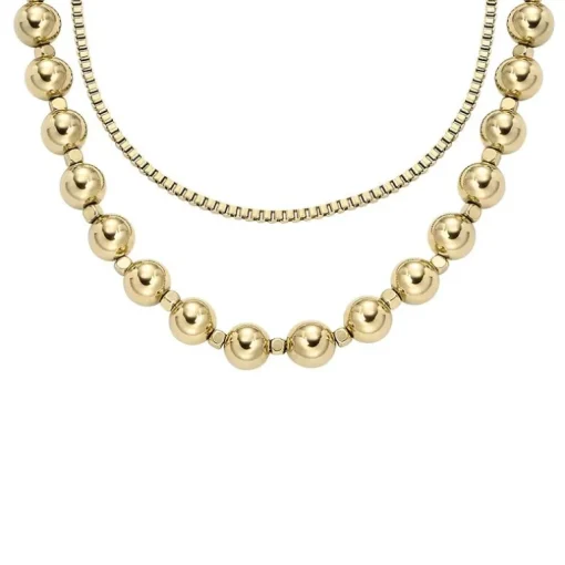 Collier Femme FOSSIL Acier Doré et perles All Stacked Up JA7248710