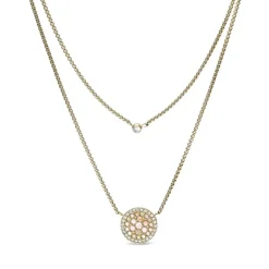 collier femme FOSSIL Duo Mosaic acier doré et oxydes