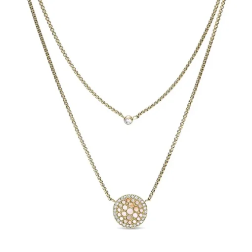 collier femme FOSSIL Duo Mosaic acier doré et oxydes