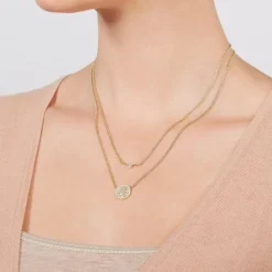collier femme FOSSIL Duo Mosaic acier doré et oxydes
