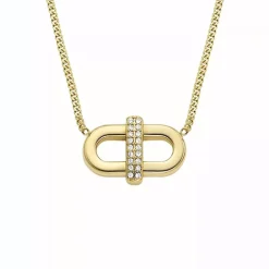 Collier Femme Fossil Heritage D-Link Acier doré et Brillants JF04582710