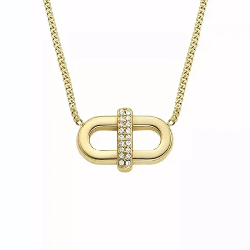 Collier Femme Fossil Heritage D-Link Acier doré et Brillants JF04582710