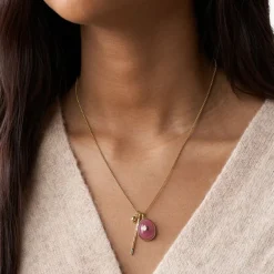 collier femme FOSSIL Modern Nomad acier doré et cristal lilas