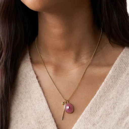collier femme FOSSIL Modern Nomad acier doré et cristal lilas