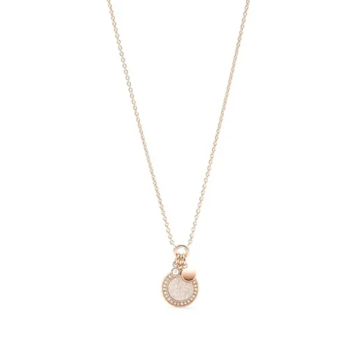 collier femme FOSSIL Sutton Halo acier doré rose et oxydes
