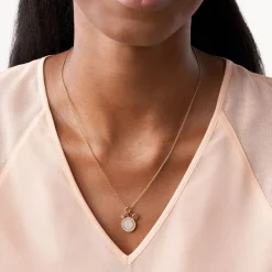 collier femme FOSSIL Sutton Halo acier doré rose et oxydes