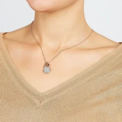 collier femme FOSSIL Sutton Halo acier doré rose et oxydes