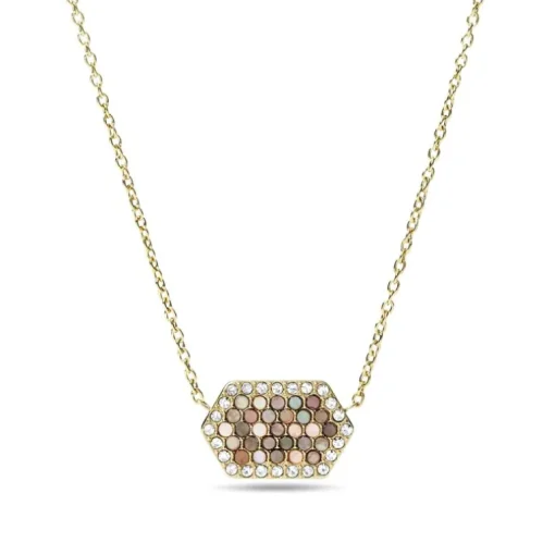 collier femme FOSSIL Val Holiday Sparkles acier doré et nacre