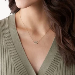collier femme FOSSIL Val Holiday Sparkles acier doré et nacre