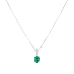 Collier Femme GAREL TARA Or Blanc 750/1000 Emeraude