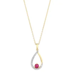 Collier Femme Goutte EDORA OR 750/1000 Jaune, Rubis et Diamants EDOA16020