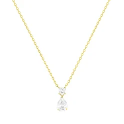 Collier Femme Goutte PLAQUE OR Jaune et Oxydes