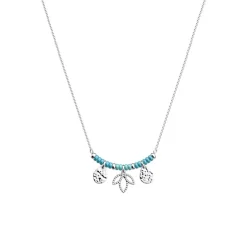Collier Femme LES CADETTES LOTUS PAMPILLE Laiton Argenté Perles Turquoises