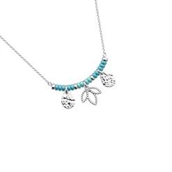 Collier Femme LES CADETTES LOTUS PAMPILLE Laiton Argenté Perles Turquoises