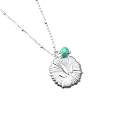 Collier Femme LES CADETTES LOTUS Laiton Argenté Perle Turquoise