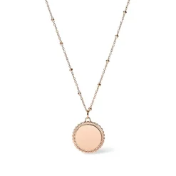 collier femme médaillon FOSSIL Lane acier oré rose