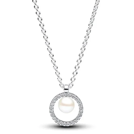 Collier Femme Pandora ARGENT 925/1000 Perle de Culture d'Eau Douce Traitée & Pavé 393165C01-45
