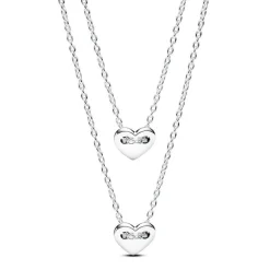 Collier Femme Pandora Moments Double rang Cœur 393207C00