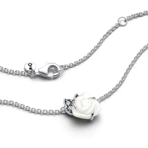 Collier Femme Pandora Moments Rose Blanche en Fleur 393206C01
