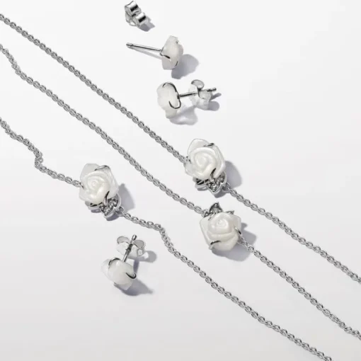 Collier Femme Pandora Moments Rose Blanche en Fleur 393206C01