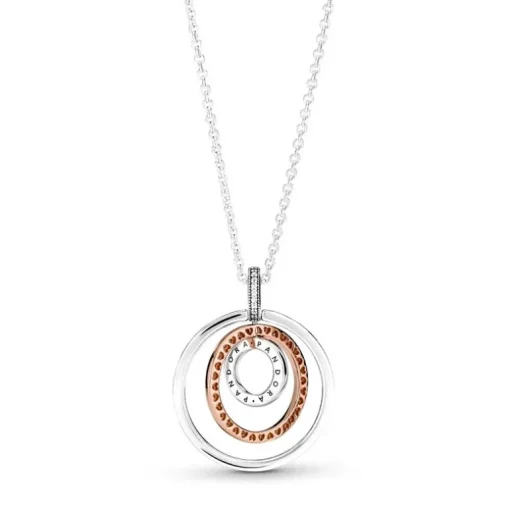 Collier Femme Pandora Signature Pendentif Cercles Bicolores 389483C01