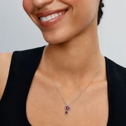 Collier Femme Pandora Timeless à Pendentif Cœurs Halo Rouge 393658C01