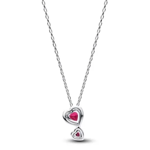 Collier Femme Pandora Timeless à Pendentif Cœurs Halo Rouge 393658C01