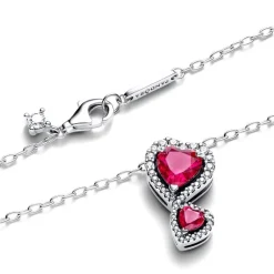 Collier Femme Pandora Timeless à Pendentif Cœurs Halo Rouge 393658C01