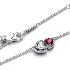 Collier Femme Pandora Timeless à Pendentif Cœurs Halo 393632C01