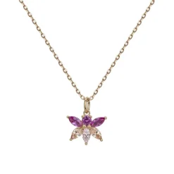 Collier femme papillon EDORA PLAQUE OR et oxydes