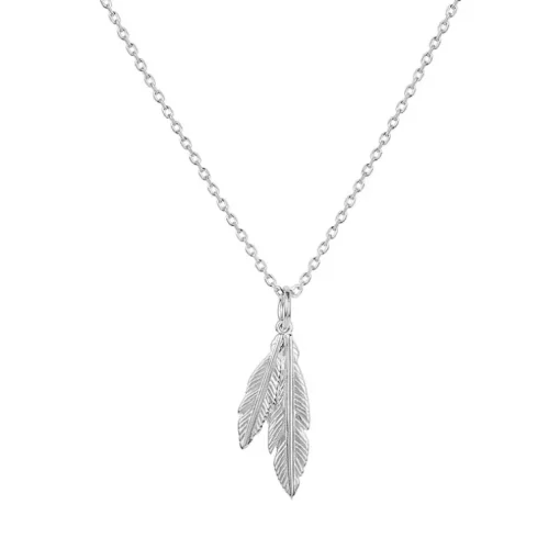 Collier Femme Plume ARGENT 925/1000 et Oxydes
