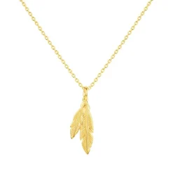 Collier femme plumes EDORA PLAQUE OR et oxydes