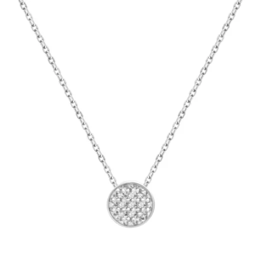 Collier Femme Rond OR 375/1000 Blanc et Diamants