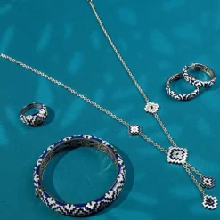 Collier Femme Sautoir UNA STORIA AZTÈQUE BLEU Argent 925/1000 Rhodié