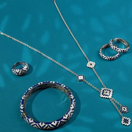 Collier Femme Sautoir UNA STORIA AZTÈQUE BLEU Argent 925/1000 Rhodié