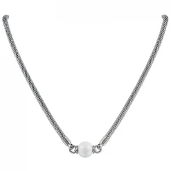 Collier Femme Serpent EDORA Acier et Céramique Blanche