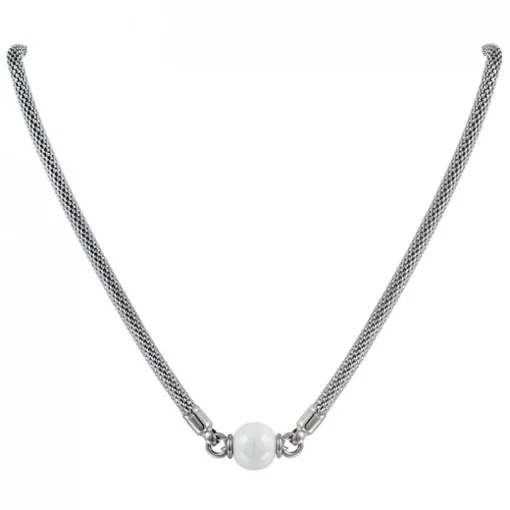 Collier Femme Serpent EDORA Acier et Céramique Blanche