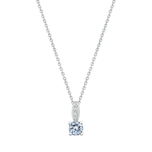 Collier Femme Solitaire ARGENT 925/1000 et Spinelle Bleue
