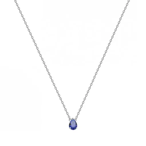 Collier Femme Solitaire ARGENT 925/1000 et Spinelle Bleue