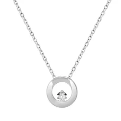 Collier Femme Solitaire Cercle OR 750/1000 Blanc et Diamant