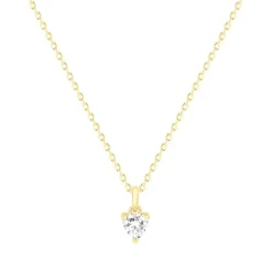Collier Femme Solitaire Coeur PLAQUE OR Jaune et Oxyde