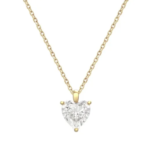 Collier Femme Solitaire Coeur OR 375/1000 Jaune et Oxyde