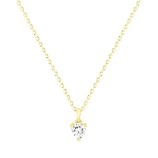 Collier Femme Solitaire Coeur PLAQUE OR Jaune et Oxyde