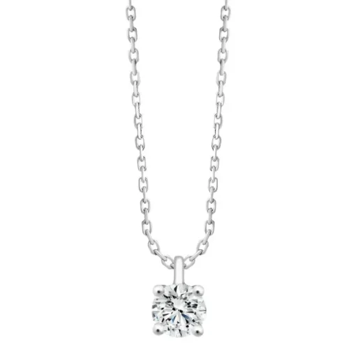 Collier Femme Solitaire EVIDENCE OR 750/1000 Blanc et Diamant 0,09 Carat CN30717DW