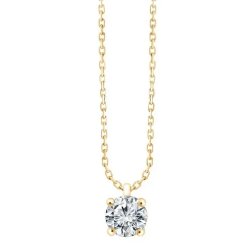 Collier Femme Solitaire EVIDENCE OR 750/1000 Jaune et Diamant 0,15 Carat CN30718D